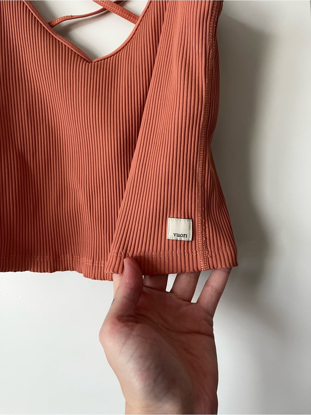 Vuori Ribbed V-Neck Tank in Rust - Picture 2 of 6